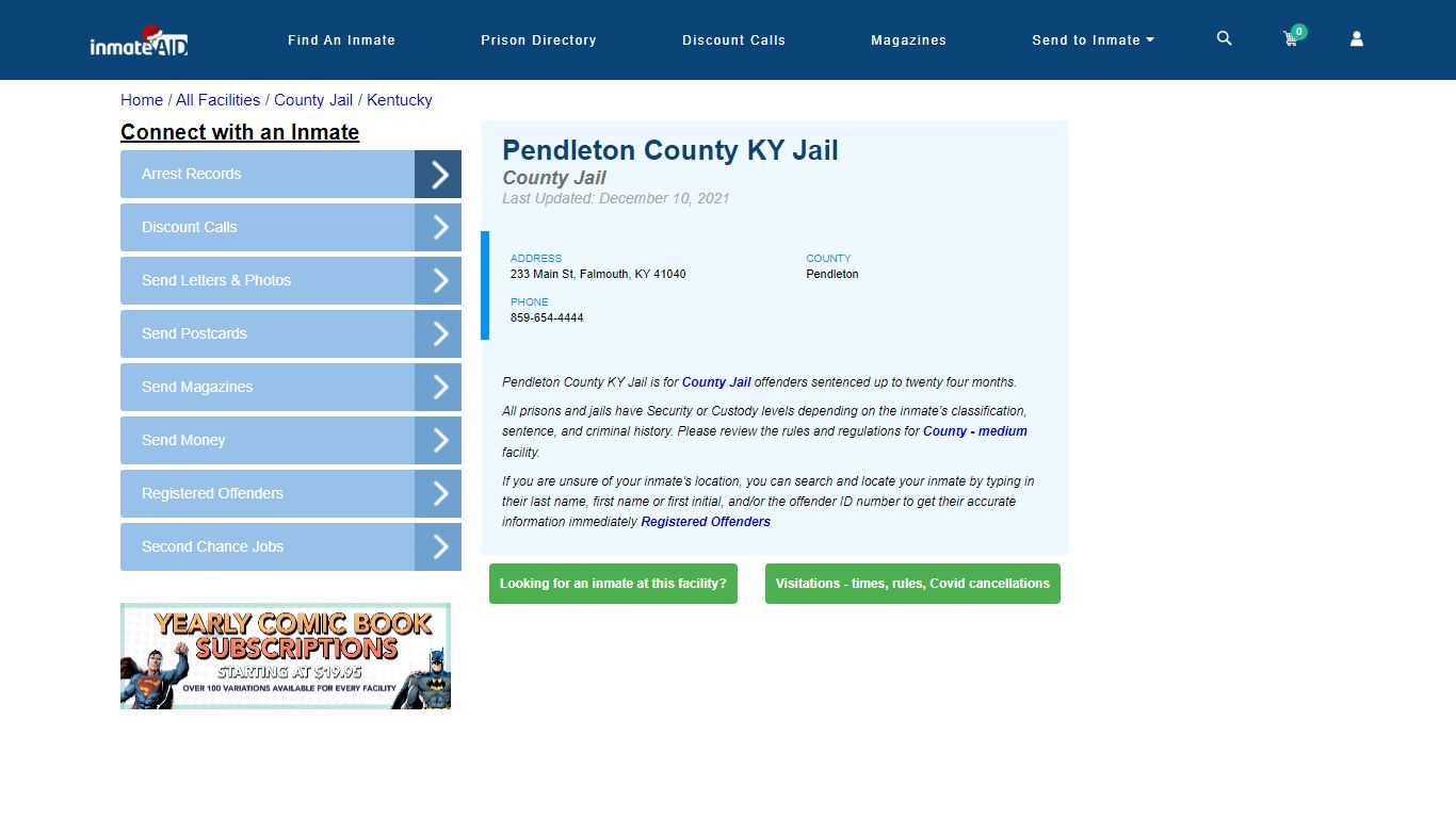 Pendleton County KY Jail - Inmate Locator - Falmouth, KY